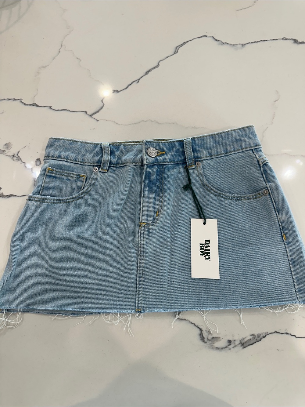 Dairy Boy Light Blue Denim Mini Skirt